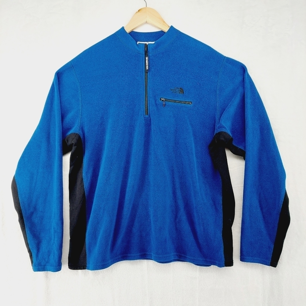 The North Face Blue Black Men's Fleece Warm Hiking Work Sweatshirt Top P1720